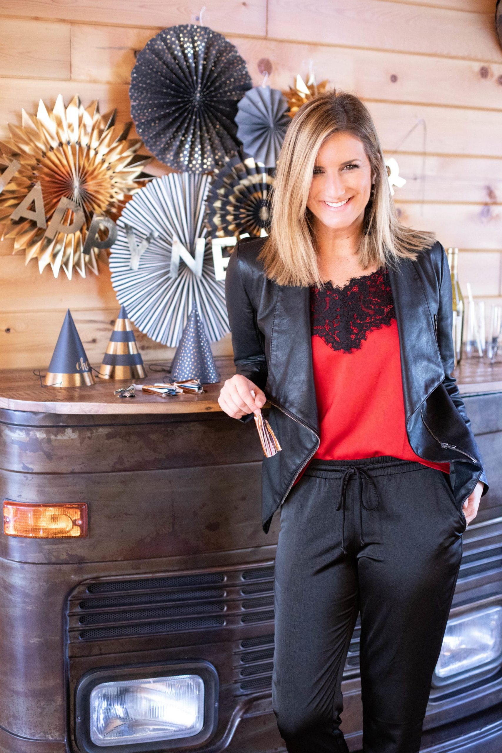 Lace-Trimmed Top and Leather Jacket: Casual New Year's Eve Edge Lace-Trimmed Top and Leather Jacket: Casual New Year's Eve Edge — Casual New Years Eve Outfits 2027