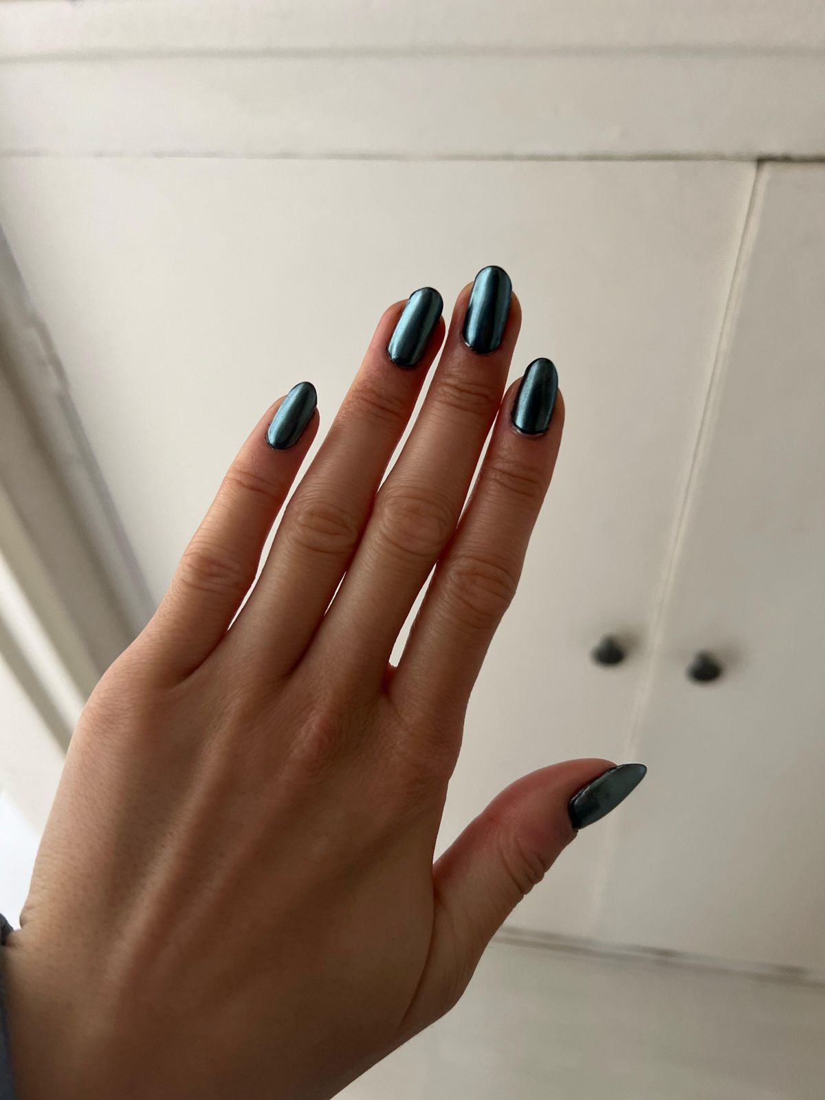 Long Stiletto Gunmetal Chrome Long Stiletto Gunmetal Chrome — Dark Chrome Nails 2027
