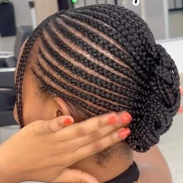 Cornrow Bun With Mid-Back Length Cornrow Bun With Mid-Back Length — Natural Hairstyles 2027 with Weave