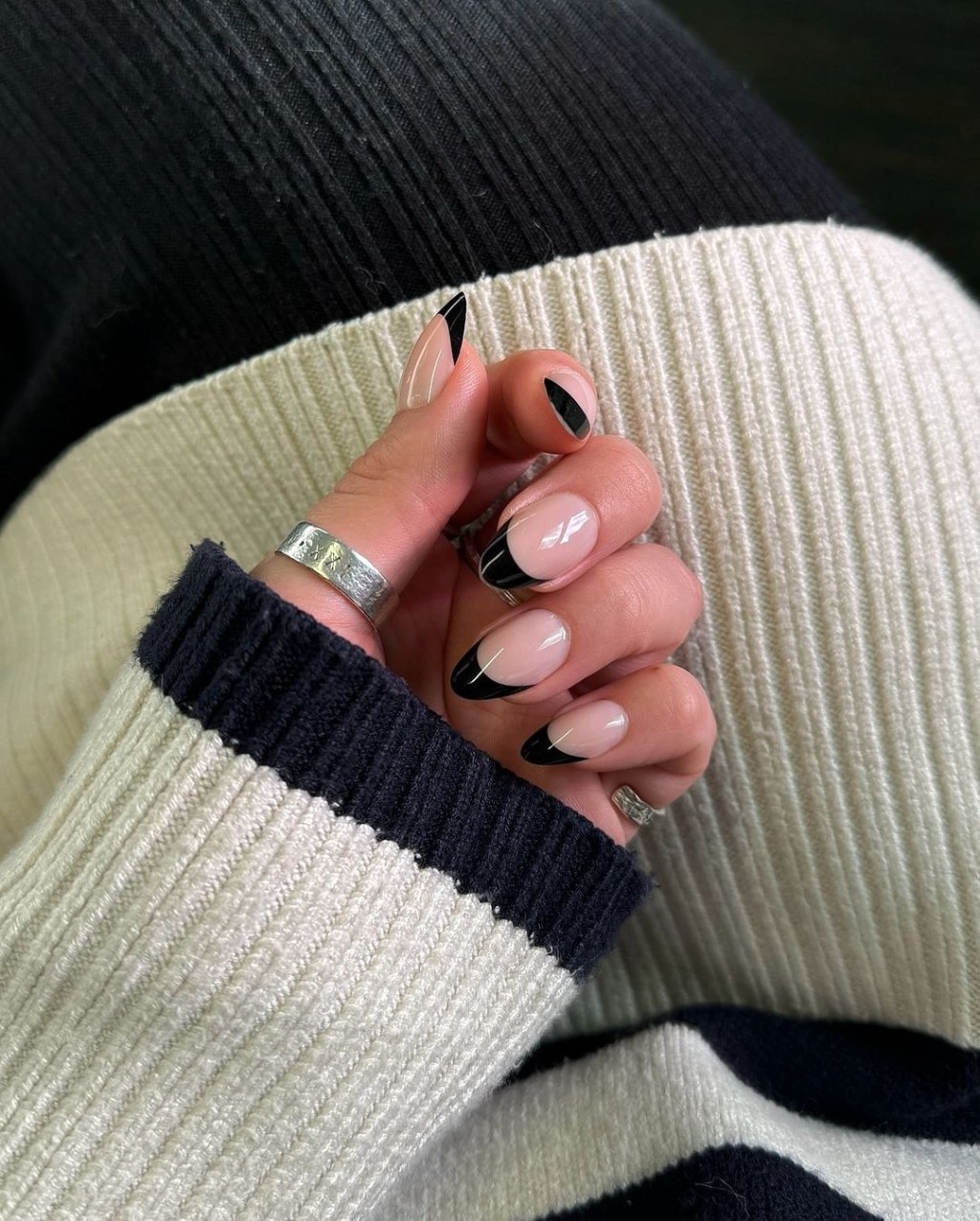 Black French Tips Crisp Black French Tip Almond Nails Black French Tips Crisp Black French Tip Almond Nails — Nails 2027 for Black Dress