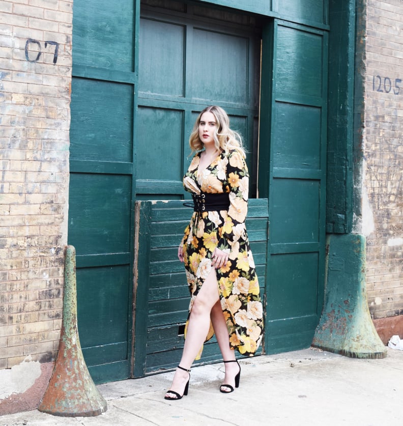 Bold Floral Wrap Dress with Corset Belt — Curvy Outfits 2027