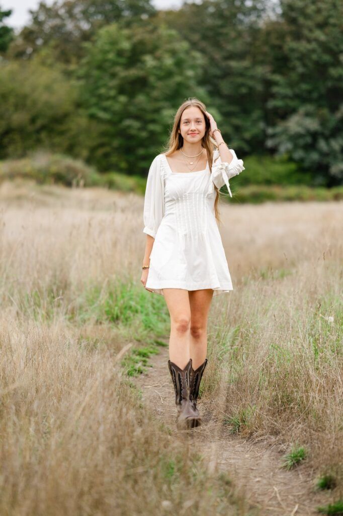 Sweet Outdoor Style: Cotton Mini Dress and Cowboy Boots Sweet Outdoor Style: Cotton Mini Dress and Cowboy Boots — Senior Photo Outfits 2027