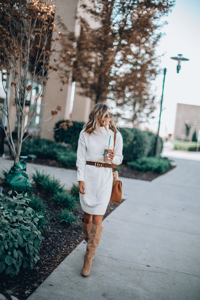 Turtleneck Sweater Dress with Suede Boots Turtleneck Sweater Dress with Suede Boots — Sweater Dress Outfits 2027