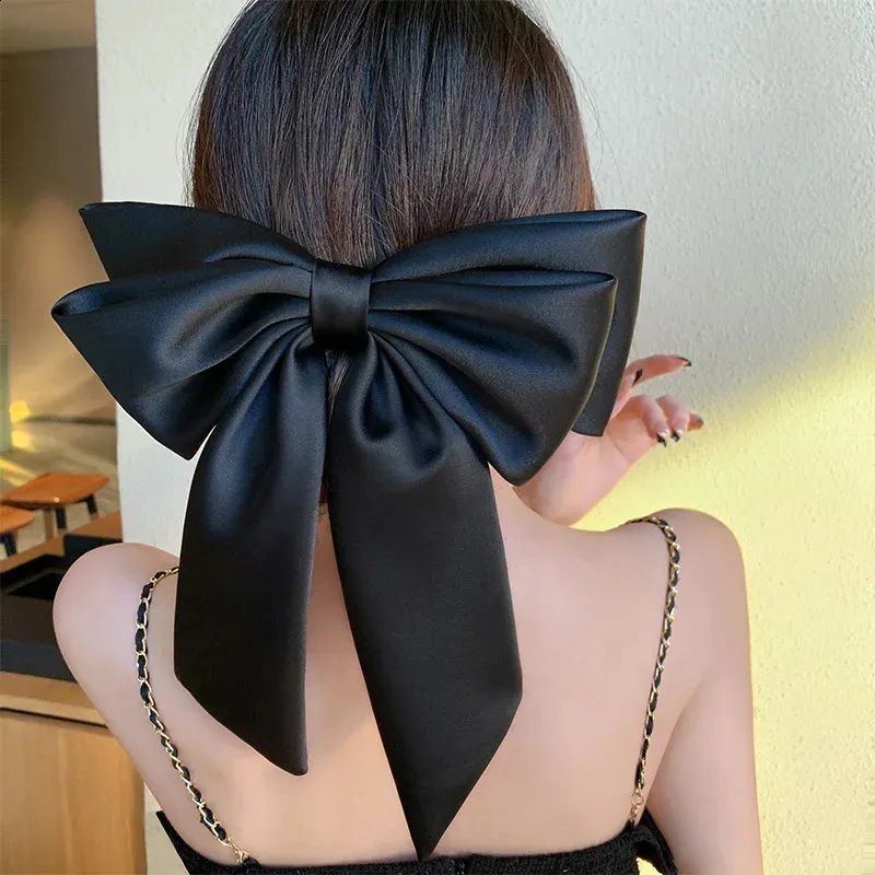 Wavy Dark Brown With Oversized Black Bow — Big Bow Hairstyles 2027