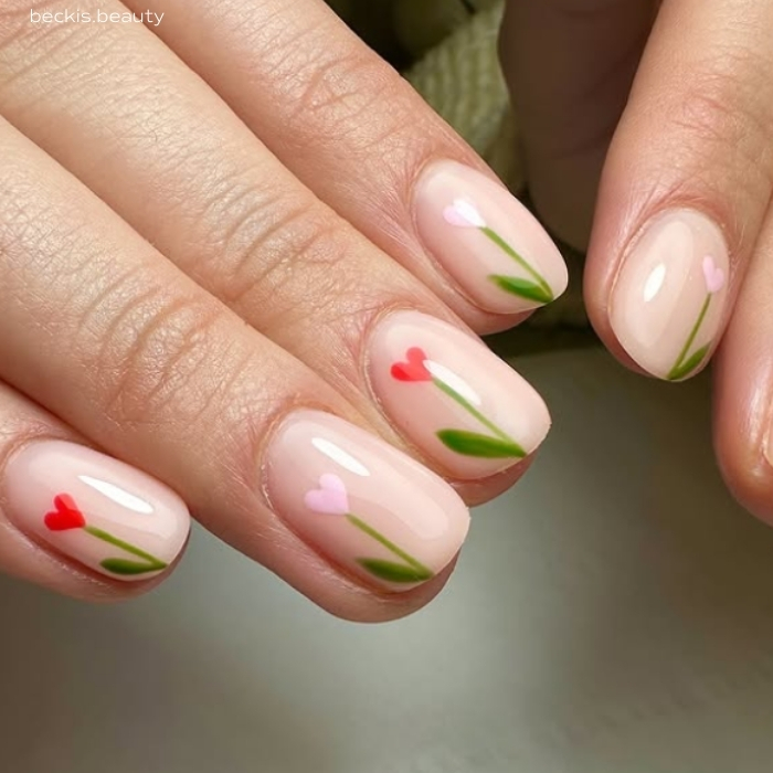 Tulip Flowers On Accent Nails Visual Idea Tulip Flowers On Accent Nails Visual Idea — Flower Nails 2027