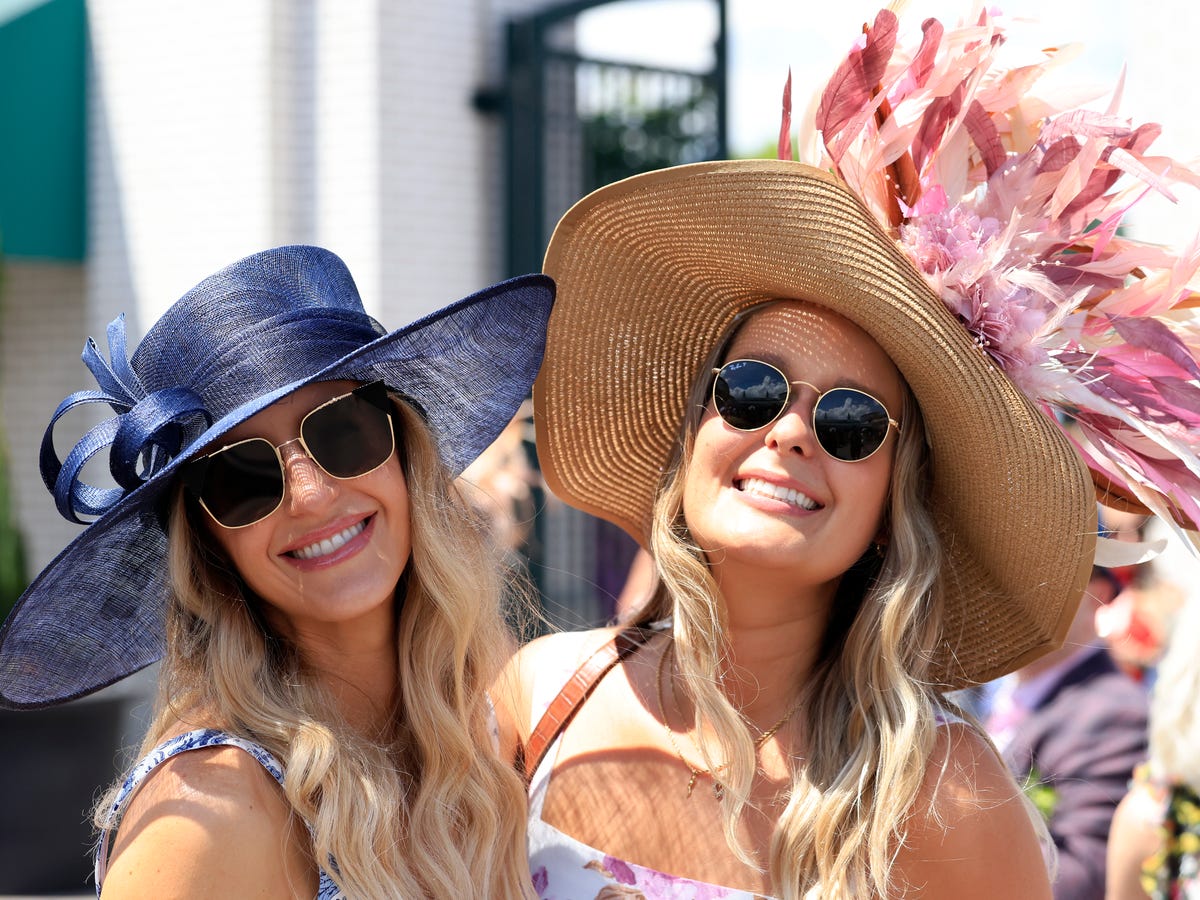 Blue Fascinator and Straw Hat with Feathers — Kentucky Derby Outfits 2027