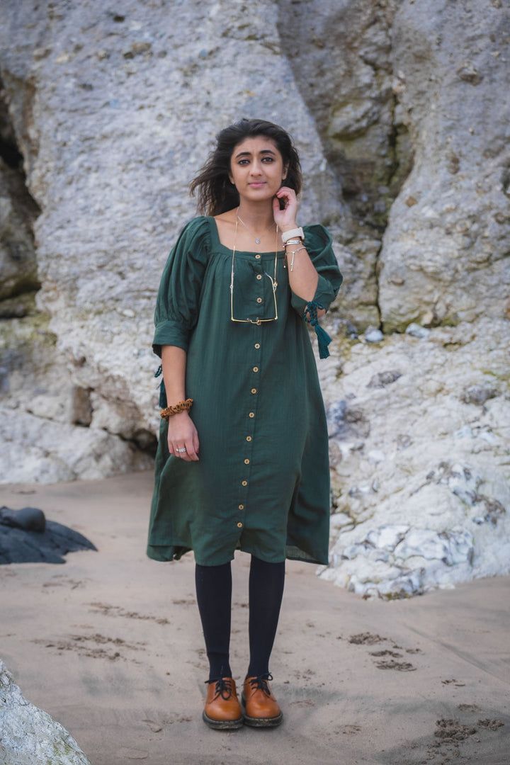 Brown Lace-Up Shoes Casual Coastal Charm with a Moss Green Linen Midi Dress Brown Lace-Up Shoes Casual Coastal Charm with a Moss Green Linen Midi Dress — Moss Green Outfits 2027