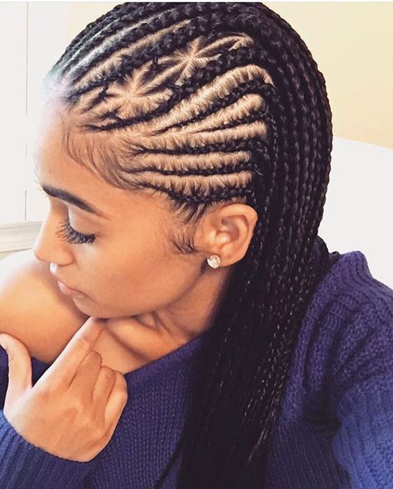 Star Pattern Cornrows With Braided Ends Star Pattern Cornrows With Braided Ends — Protective Vacation Hairstyles 2027