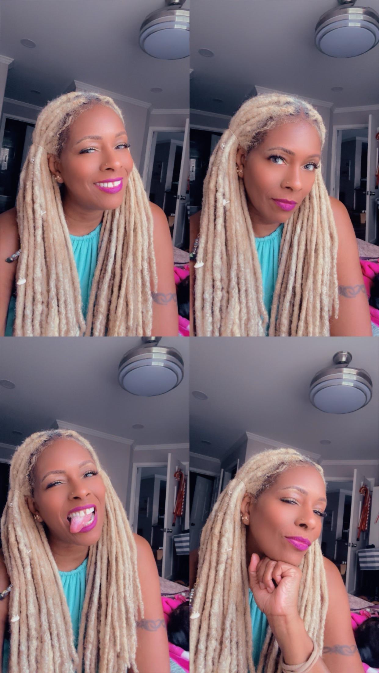 No Bangs Shoulder Length Ash Blonde Coily Locs — Blonde Locs 2027