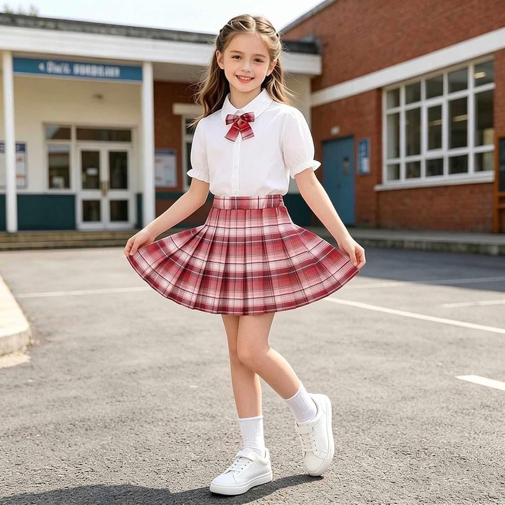 Classic Plaid Skirt with Collared Shirt Classic Plaid Skirt with Collared Shirt — Cute Outfits 2027 for Tweens