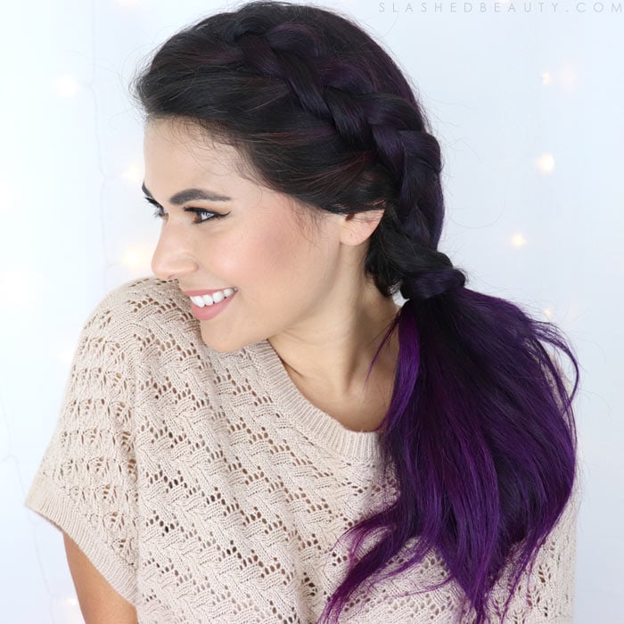 Side Braid With Vibrant Purple Ends — Braids 2027 for Medium Hair