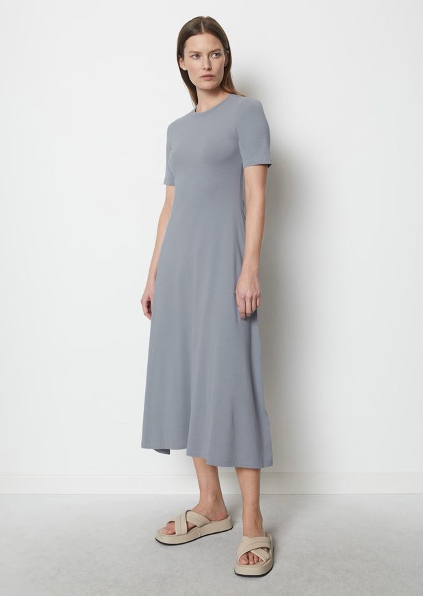 Grey Jersey A-Line Polo Dress with Beige Slides Grey Jersey A-Line Polo Dress with Beige Slides — Polo Dress 2027