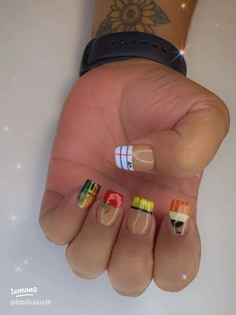 Nude Base with Plaid, Apple, and Pencil Art Nude Base with Plaid, Apple, and Pencil Art — Teacher Nails 2027