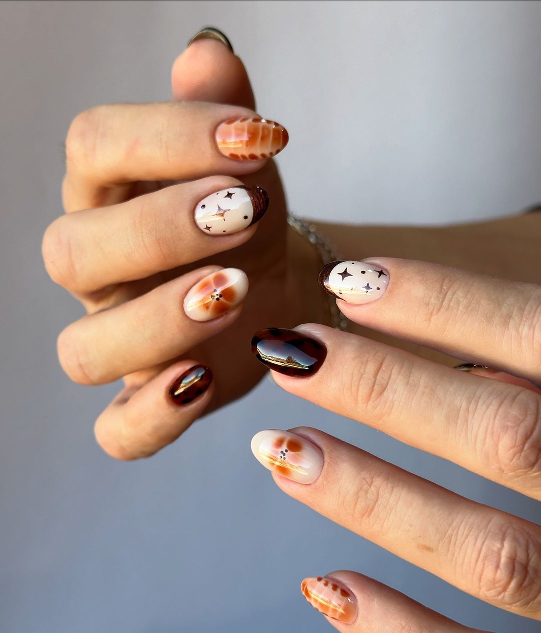 Pumpkin Motifs On Accent Nails Visual Idea — Thanksgiving Nails 2026
