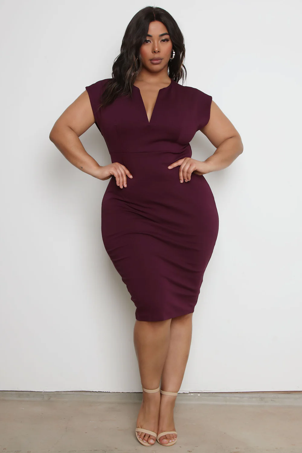 Deep Plum Sheath Dress for Business or Evening — Curvy Outfits 2027