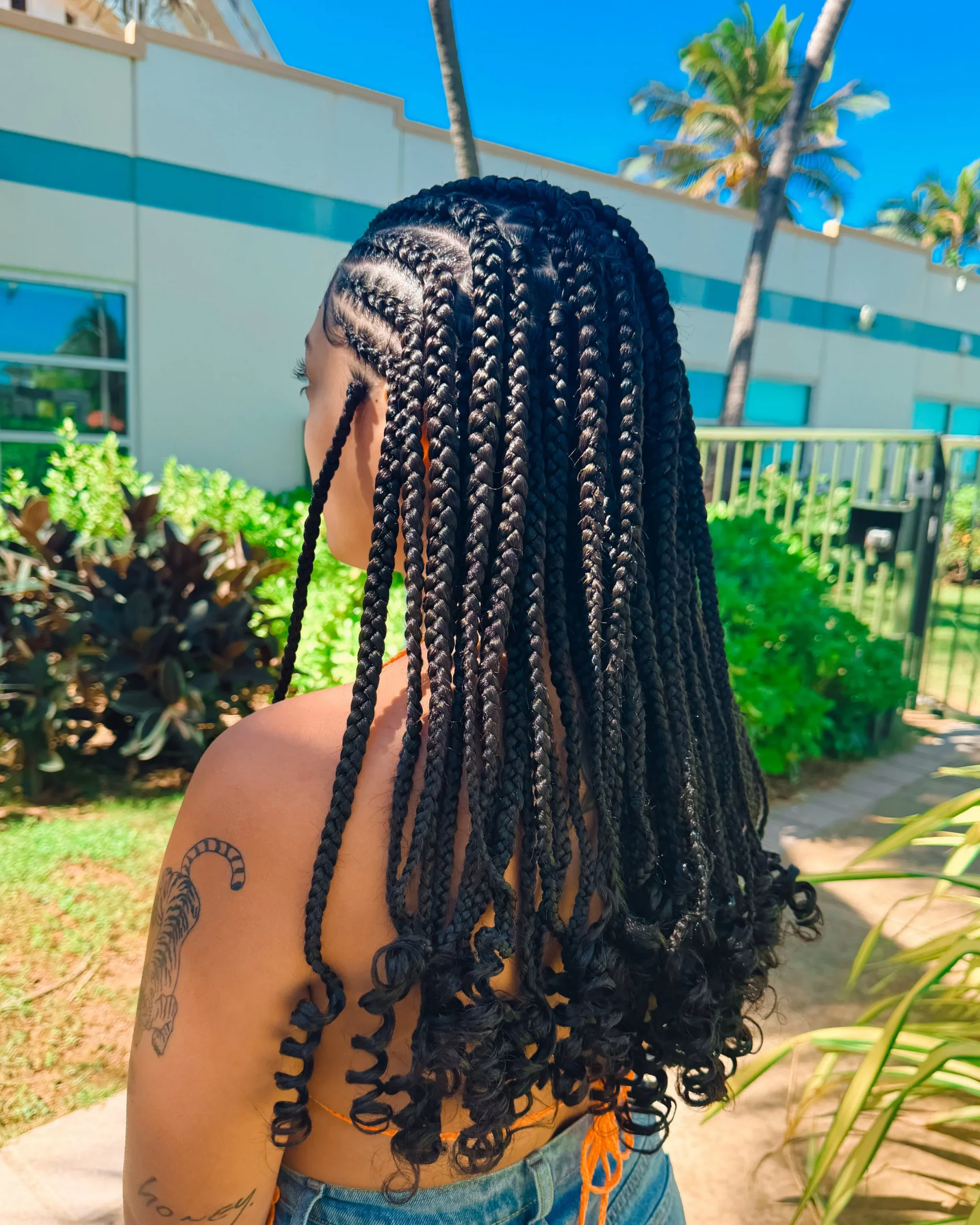 Long Box Braids With Curled Ends Long Box Braids With Curled Ends — Summer Cornrows 2027