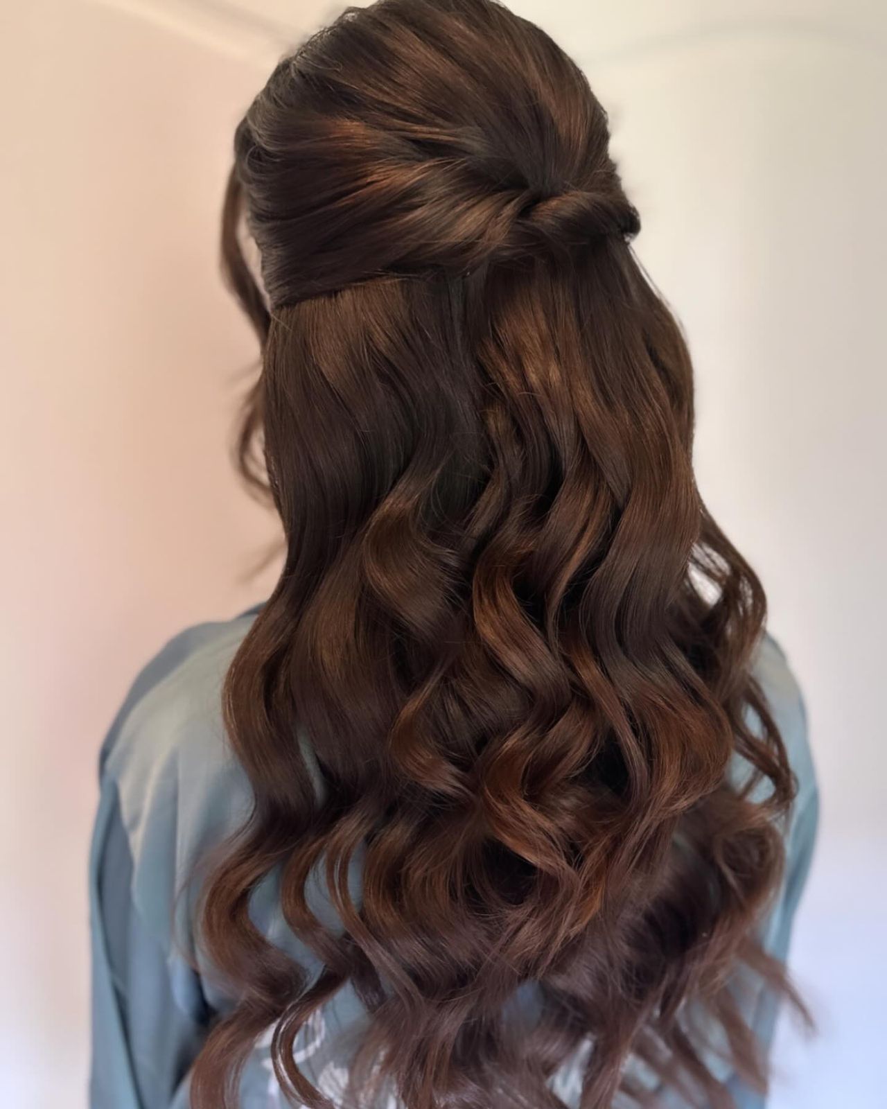 Thick Dark Brown Twisted Half-Up Waves Thick Dark Brown Twisted Half-Up Waves — Down Date Night Hairstyles 2027