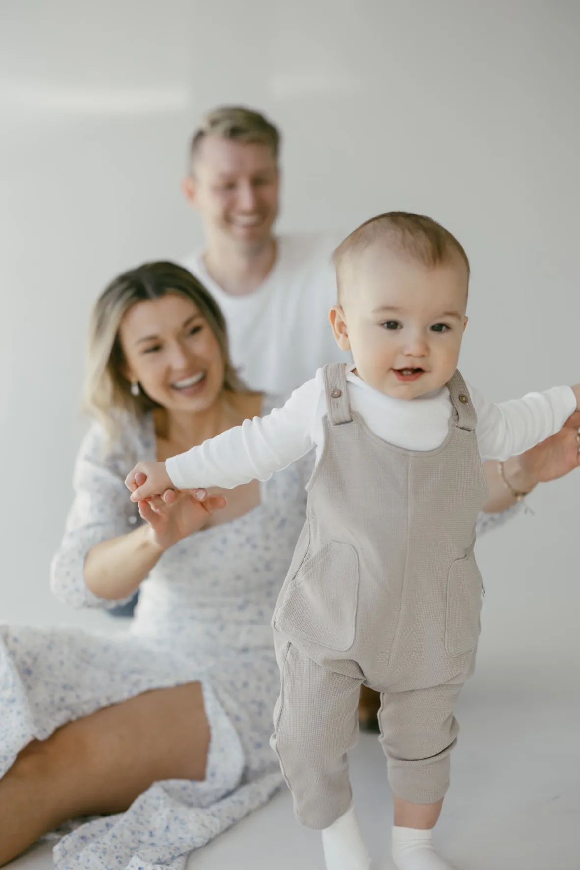 Coordinated Comfort: Floral Midi and Overalls Coordinated Comfort: Floral Midi and Overalls — Spring Family Photo Outfits 2027