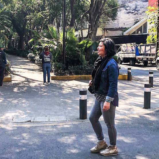 Blue Denim Jacket Over Patterned Shirt and Grey Jeans Blue Denim Jacket Over Patterned Shirt and Grey Jeans — Mexico City Outfits 2027