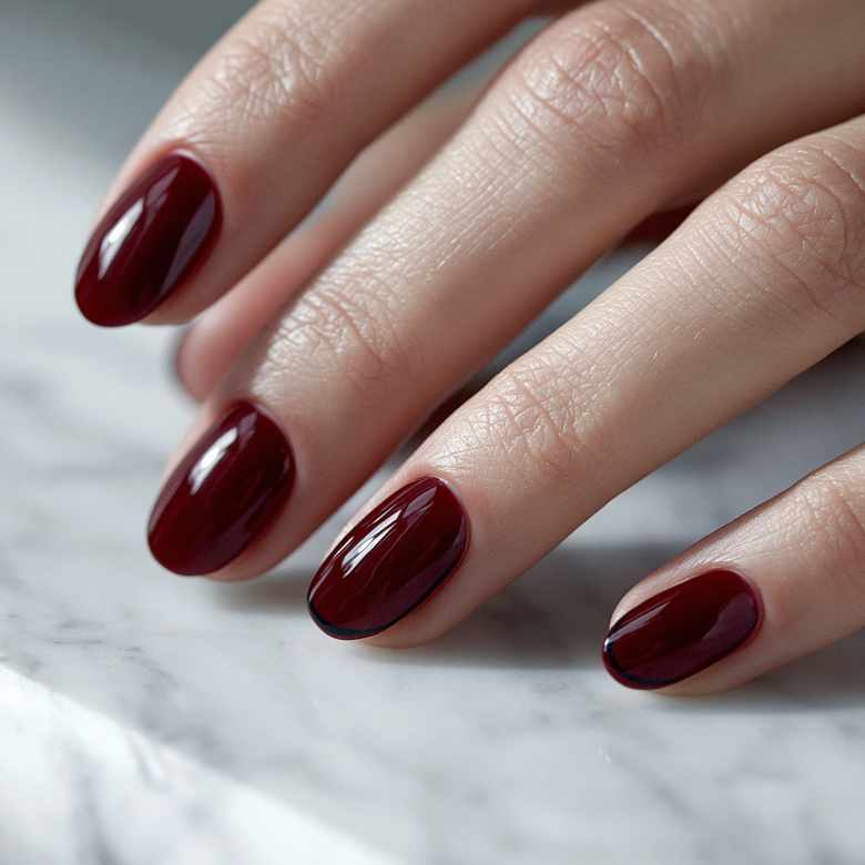 Deep Berry Red Glossy Oval Nails — Nail Colors 2027