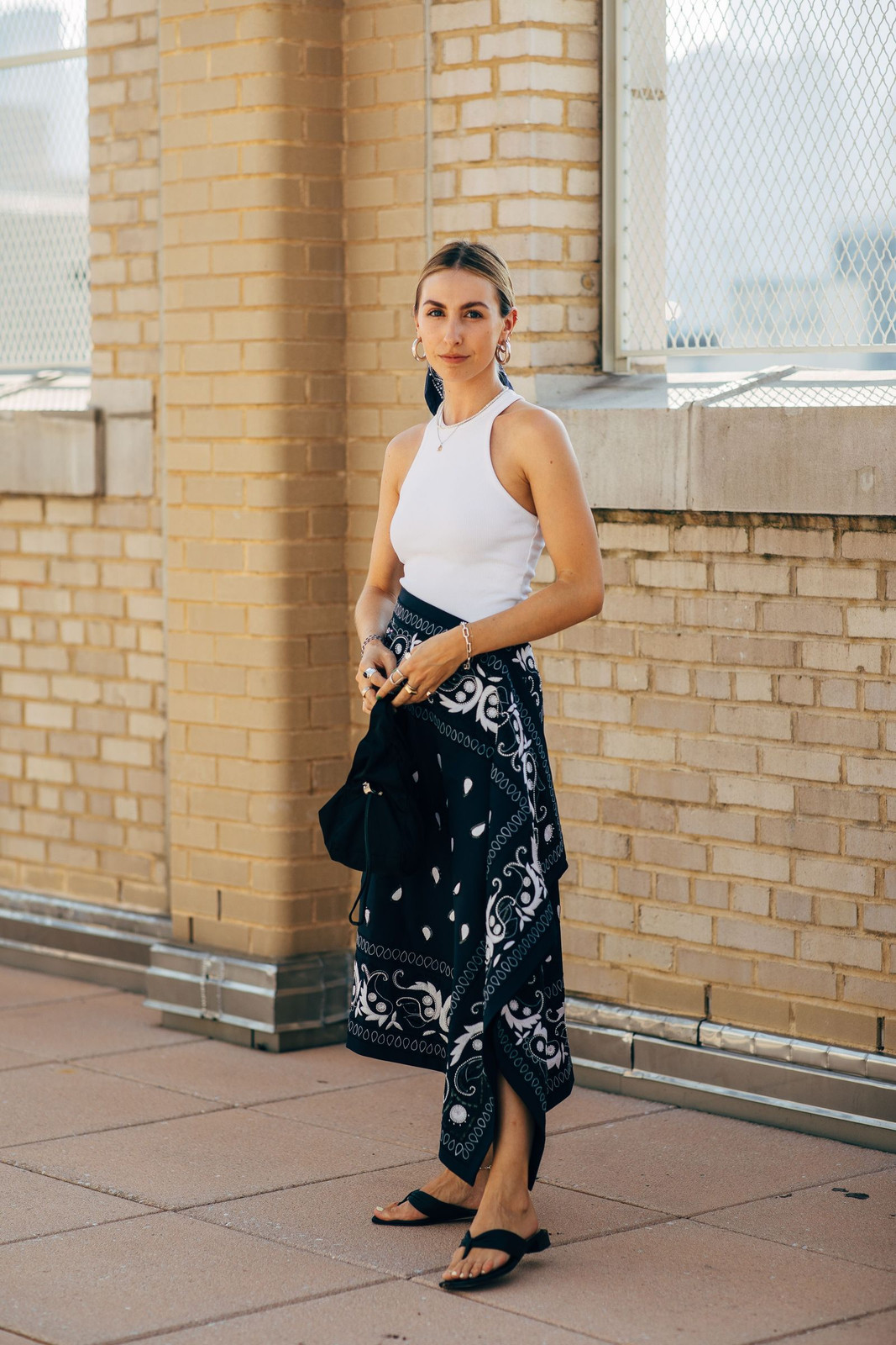 Bohemian Flair: White Tank with Sarong Skirt Bohemian Flair: White Tank with Sarong Skirt — Racerback Tank Top Outfits 2027