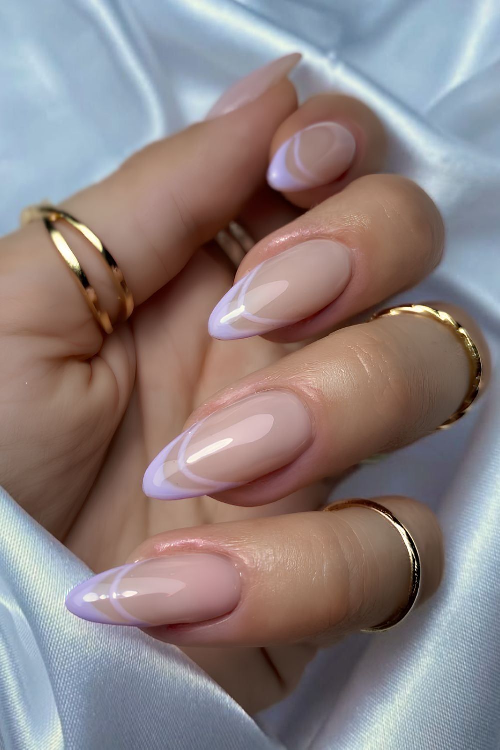 Sheer Nude Base Lavender White Visual Idea Sheer Nude Base Lavender White Visual Idea — Colored Double French Nails 2027