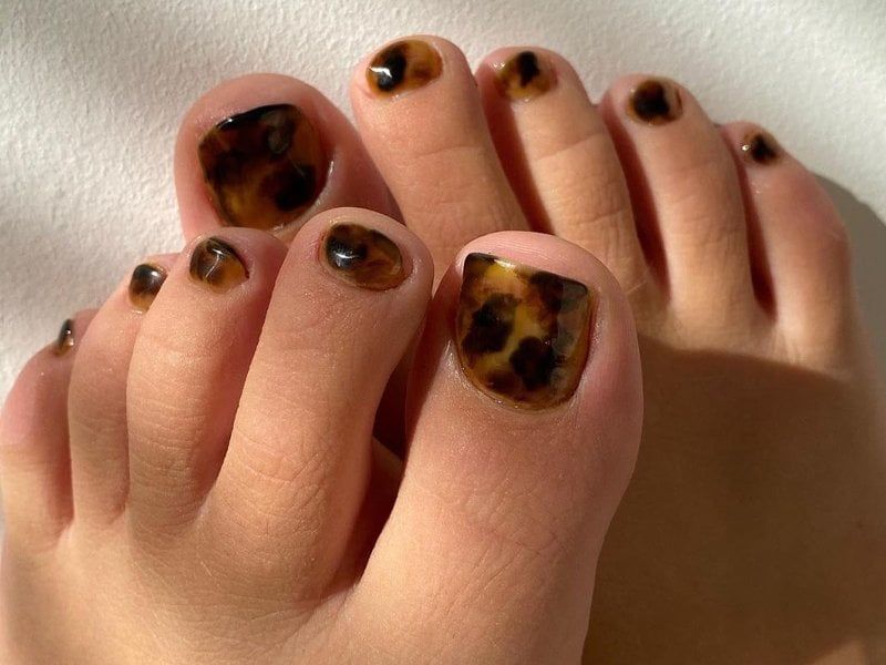 Tortoiseshell Pattern Glossy Toes Tortoiseshell Pattern Glossy Toes — Simple Toe Nails 2027