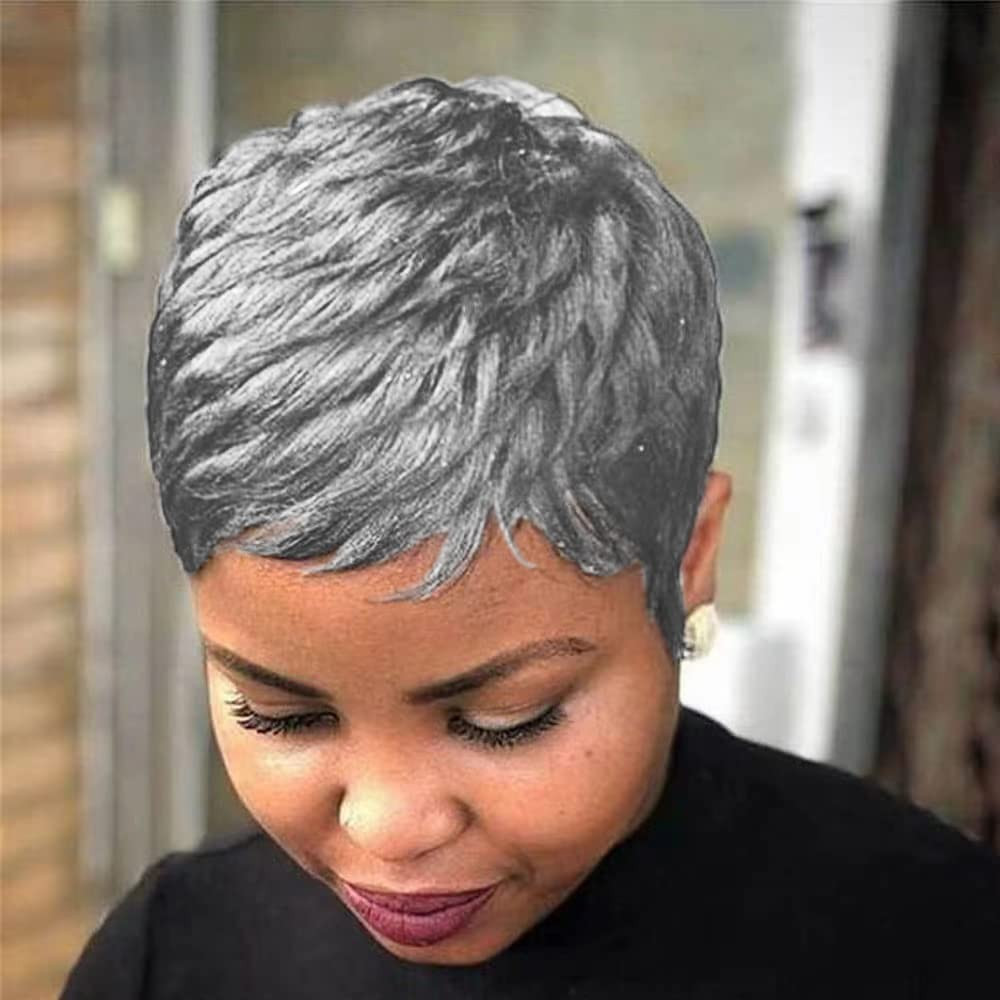 Ear Grey Wavy Textured Pixie — Pixie Cut 2027 for Black Women