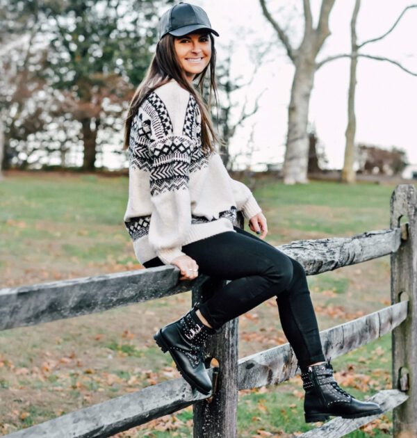 Fair Isle Cozy: Combat Boots with Fitted Jeans Fair Isle Cozy: Combat Boots with Fitted Jeans — Darty Outfits 2027