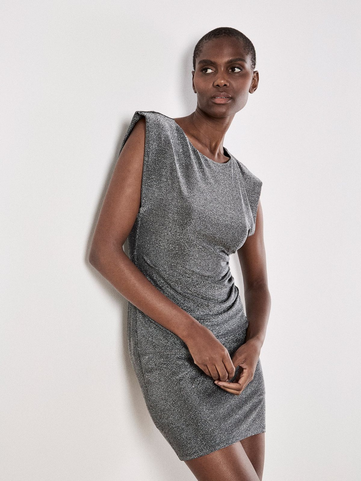 Cocktail Party Silver Sequined Ruched Bodycon Mini Dress Cocktail Party Silver Sequined Ruched Bodycon Mini Dress — Shrink Wrap Outfits 2027