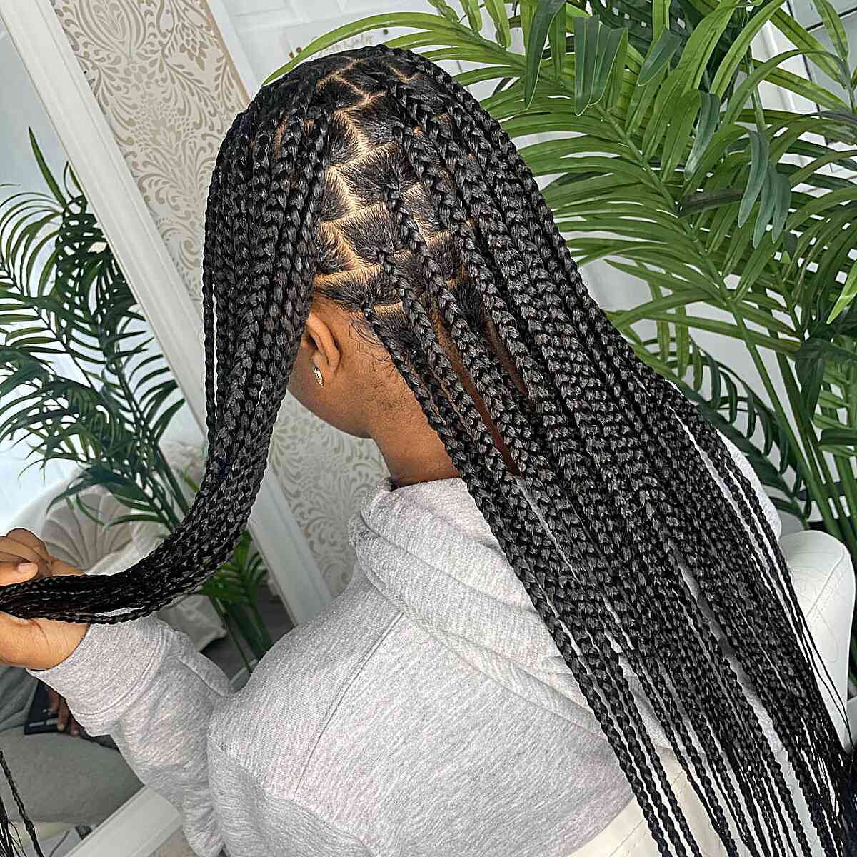 Back View Mid-Back Black Braids — Long Knotless Braids 2027