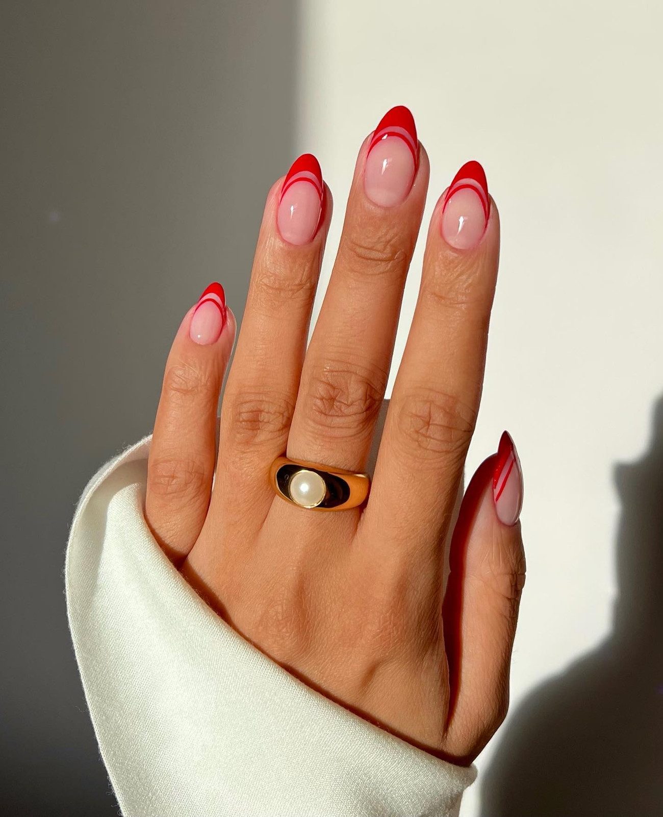 Sheer Nude Base With Vibrant Red Tips Visual Idea — Red French Tip Nails 2027