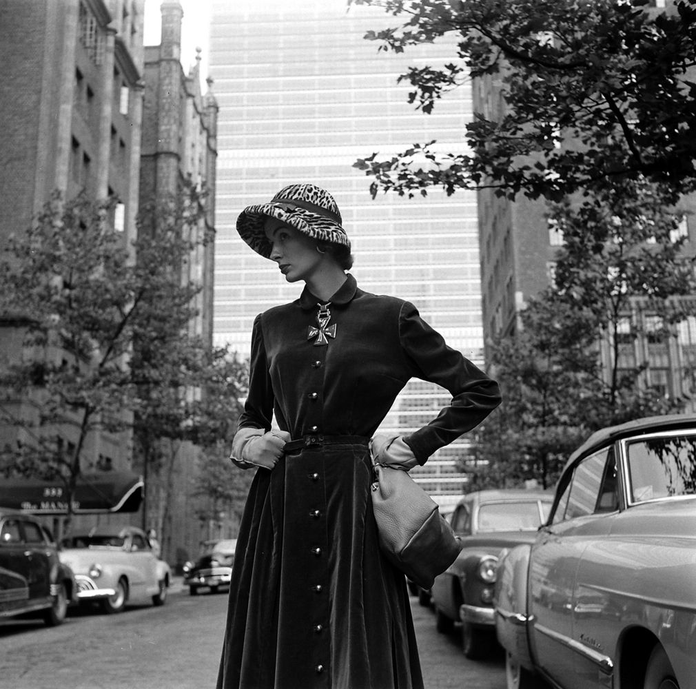 Velvet Fit-and-Flare Dress with Leopard Hat Velvet Fit-and-Flare Dress with Leopard Hat — Classic Americana Outfits 2027
