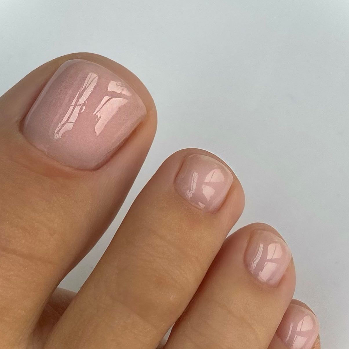 Sheer Pale Pink Glossy Short Squares Sheer Pale Pink Glossy Short Squares — Gel Pedicure Colors 2027
