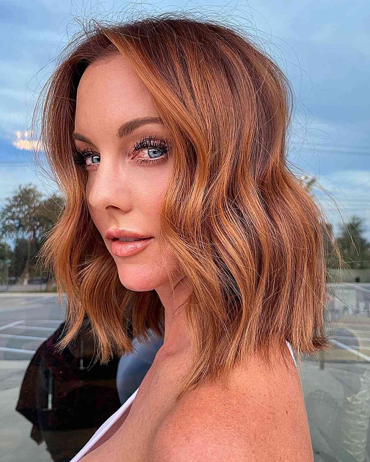 Auburn With Copper Balayage Visual Idea — Balayage Lob 2027