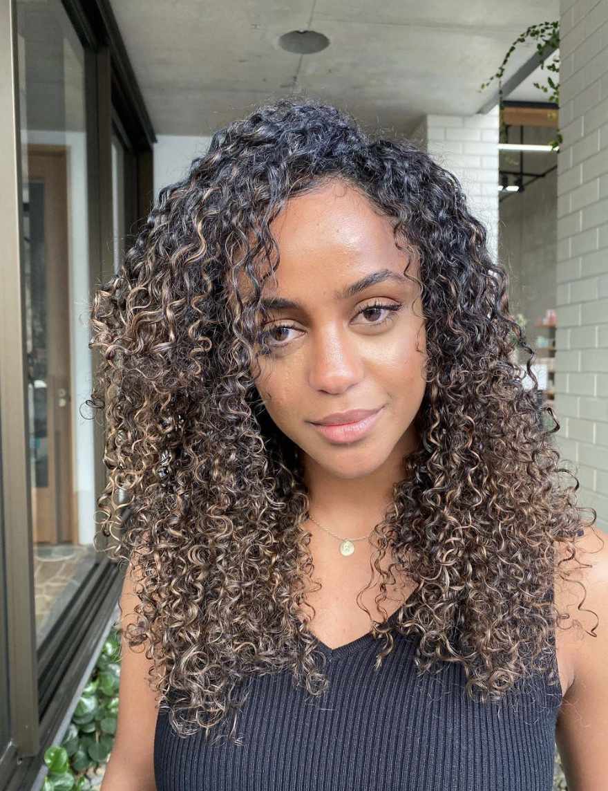 Collarbone Dark Brown With Subtle Blonde Collarbone Dark Brown With Subtle Blonde — Hair Color 2027 for Curly Hair