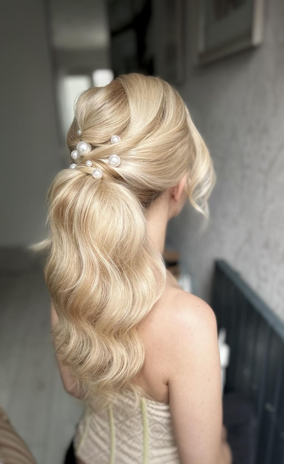 Mid-Back Ash Blonde Low Ponytail With Accessory — Bridesmaid Ponytail Hairstyles 2027