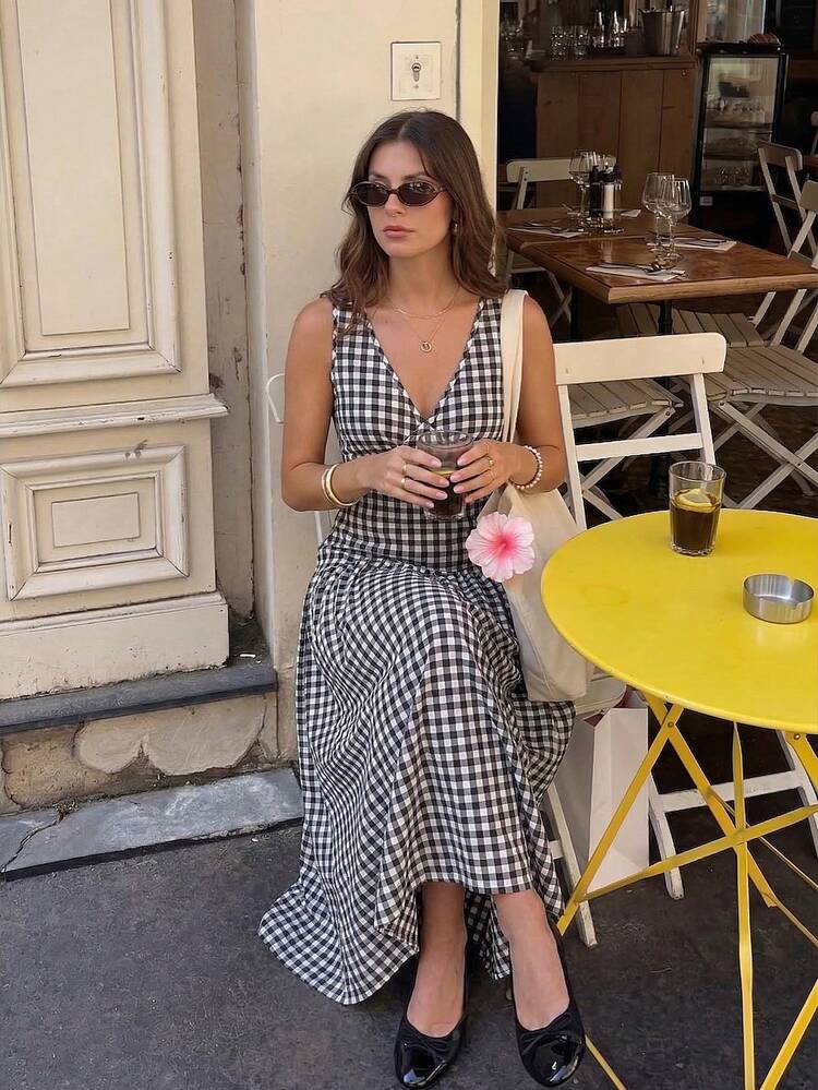 Black and White Plaid Milkmaid Dress with Patent Heels for a Picnic Black and White Plaid Milkmaid Dress with Patent Heels for a Picnic — Milkmaid Dresses 2027