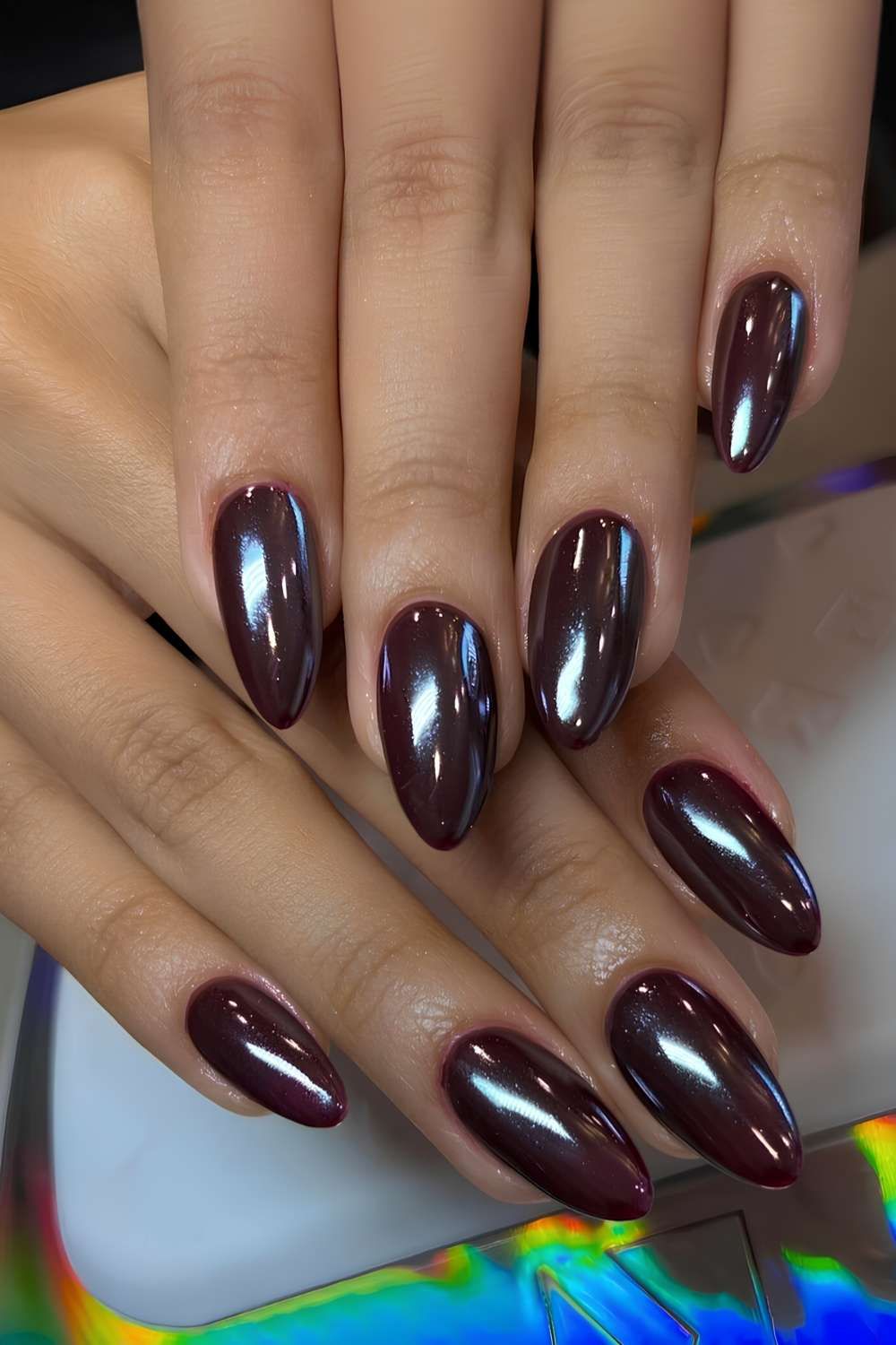 Burgundy Chrome with Purple Undertones Burgundy Chrome with Purple Undertones — Dark Chrome Nails 2027