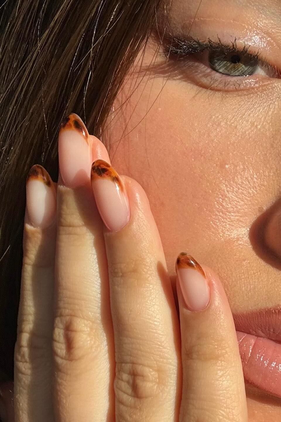 Tortoiseshell Pattern On The Tips Visual Idea — Birthday Nails Almond 2027