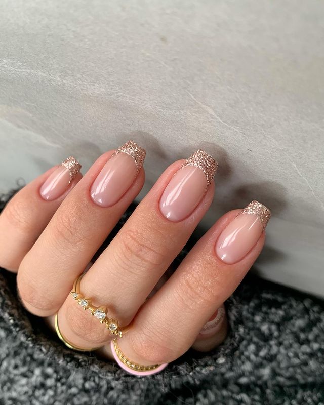 Sheer Nude Glitter French Tip — Sparkly Prom Nails 2027