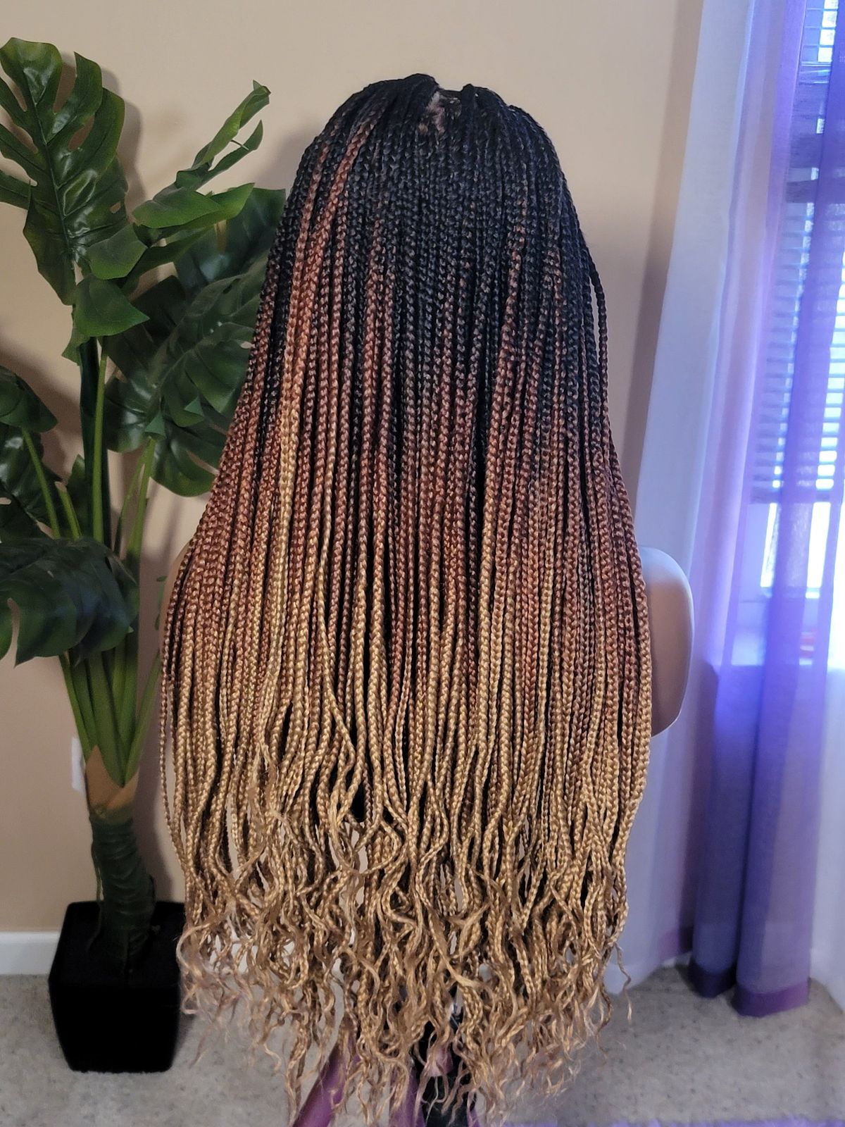 No Bangs Small Knotless Braids: Black to Blonde Ombre — Ombre Knotless Braids 2027