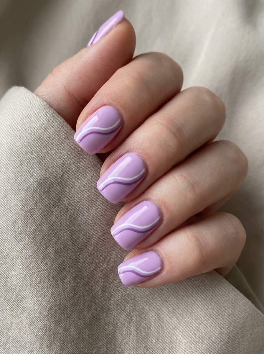 White And Light Purple Wavy Lines Visual Idea — Lavender Nails 2027