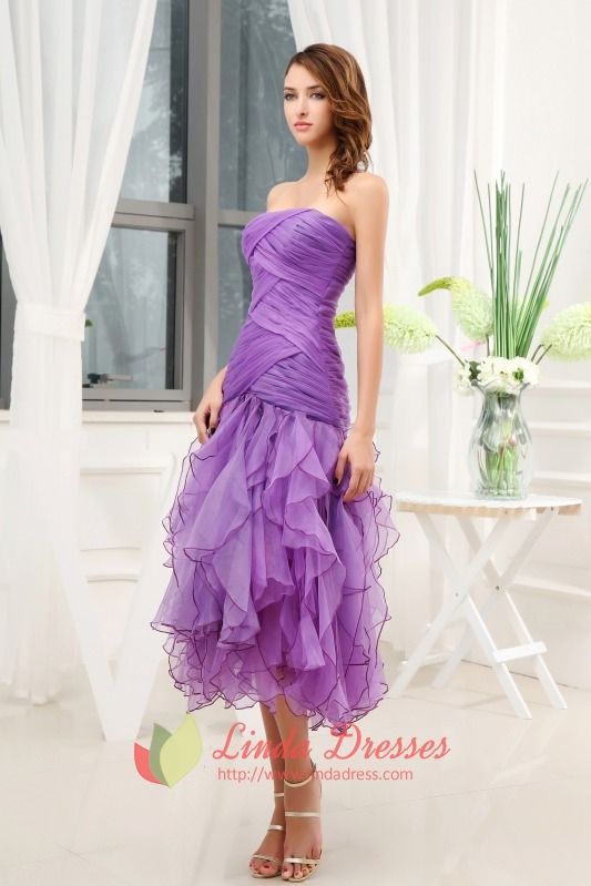 Short Purple Prom Dress with Ruffled Skirt and Darker Trim Short Purple Prom Dress with Ruffled Skirt and Darker Trim — Purple Prom Dresses 2027