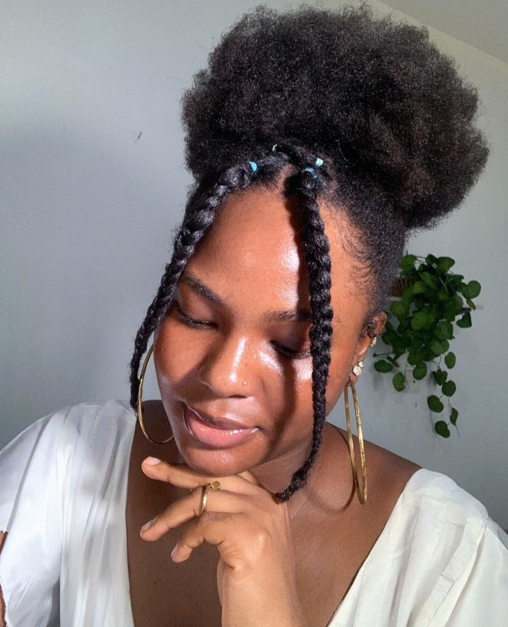 Mid-Back High Puff With Braided Accents Mid-Back High Puff With Braided Accents — High Puff 2027