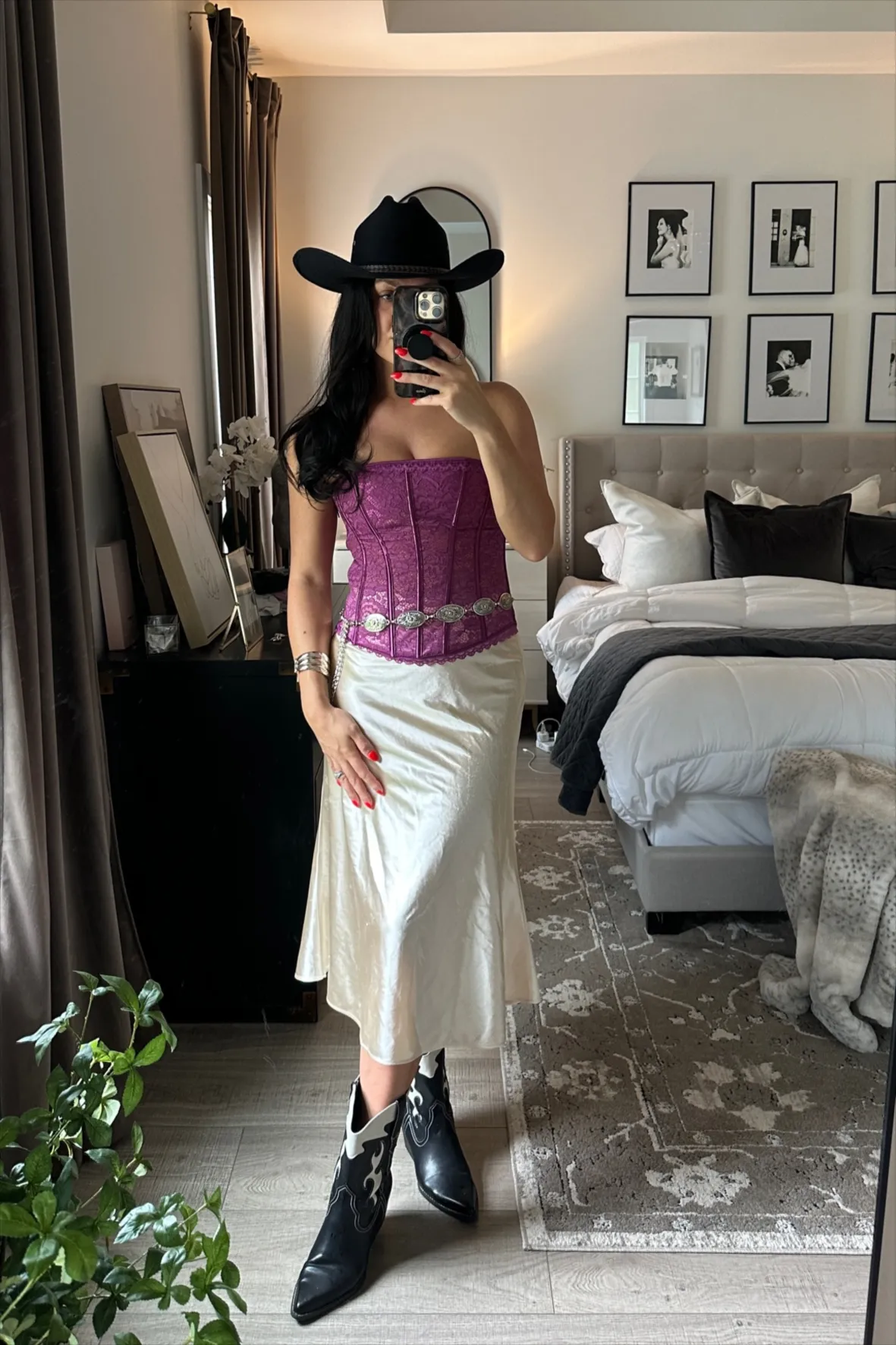 Corset Top and Slip Skirt with Western Belt and Cowboy Boots Corset Top and Slip Skirt with Western Belt and Cowboy Boots — Western Belt Outfits 2027