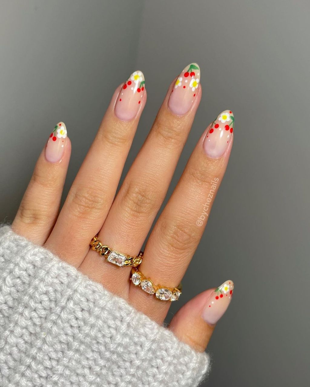 Cherry French Tip Almond Nails Cherry French Tip Almond Nails — Summer Almond Nails 2027