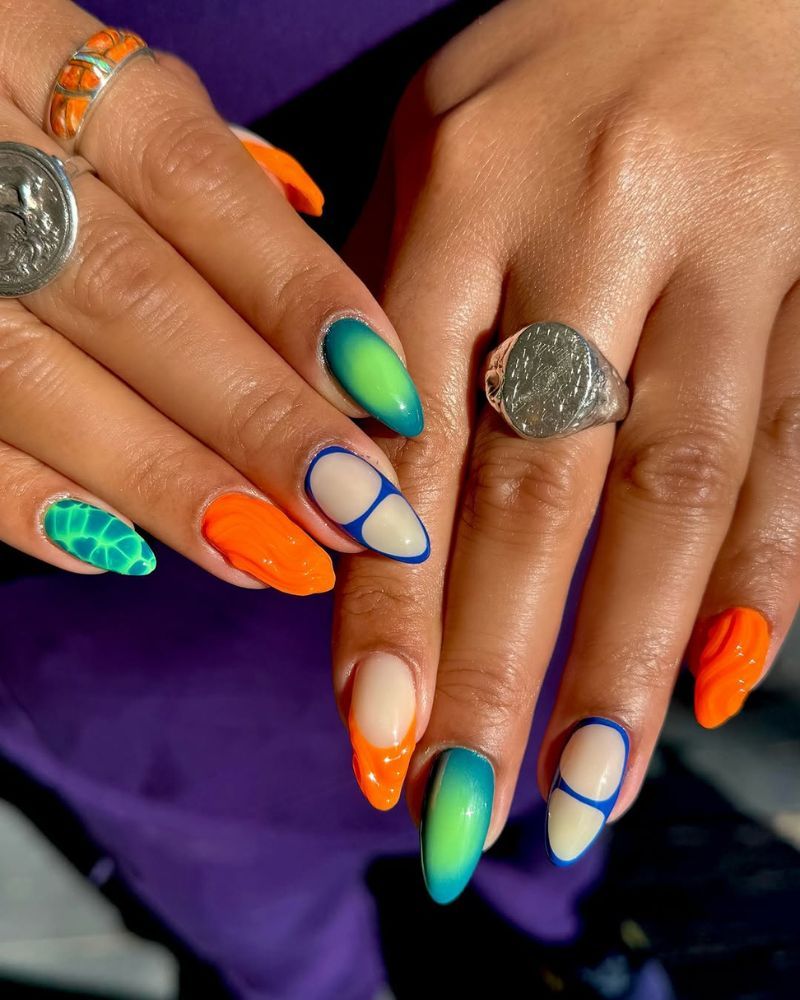 Neon Orange Neon Green Blue Nude Visual Idea Neon Orange Neon Green Blue Nude Visual Idea — Neon Acrylic Nails 2027
