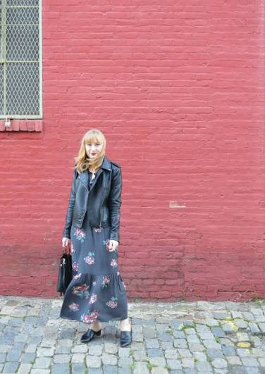 Pattern Play: Leather Jacket with Floral Maxi Dress Pattern Play: Leather Jacket with Floral Maxi Dress — Dress 2027 with Leather Jacket Outfit