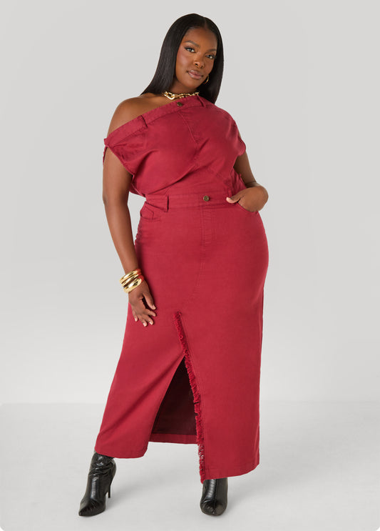 Red One-Shoulder Maxi Dress with Asymmetrical Details Red One-Shoulder Maxi Dress with Asymmetrical Details — Curvy Dresses 2027